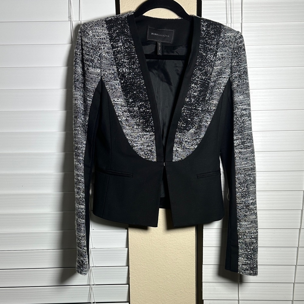 BCBGMaxAzria Black and Textured Gray Suit Jacket - Picture 3 of 10